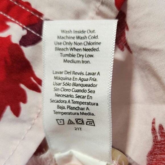 Free Assembly $24 XXL Red Floral 100% Cotton Button Ruffle Shoulder Top - Picture 11 of 14